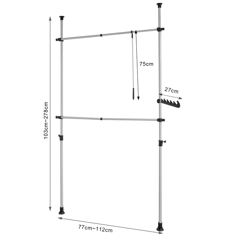 SoBuy FRG109 Télescopique Garde-Robe Système Herkule, 2 Barres Portant de vêtement
