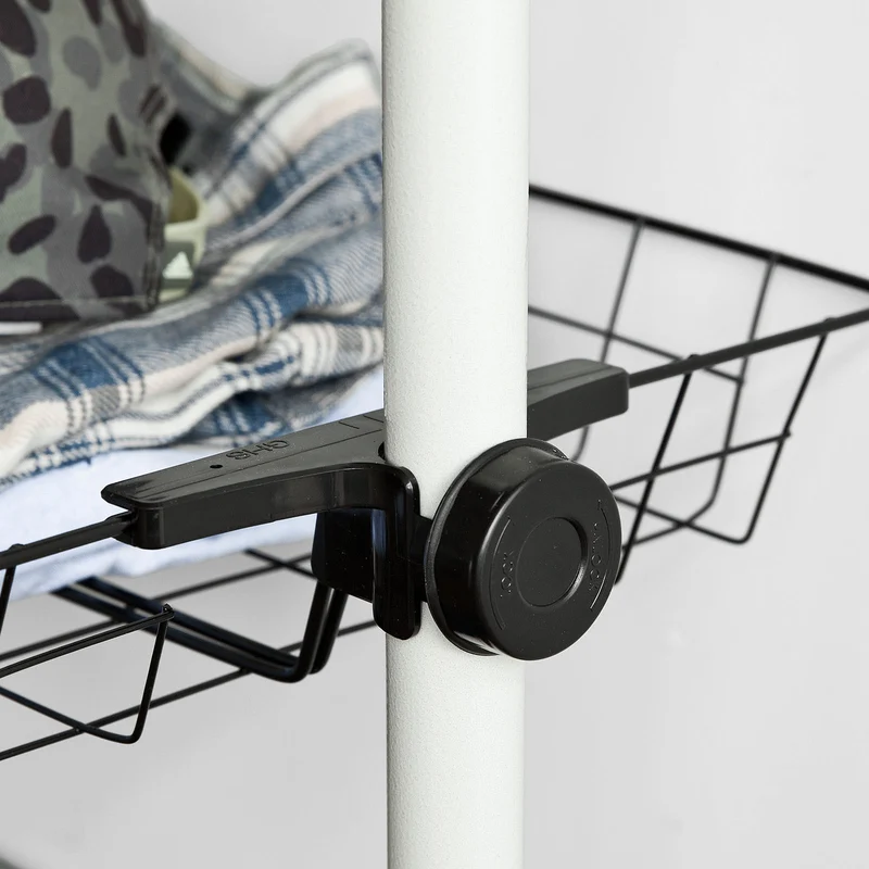 SoBuy FRG107 Télescopique Garde-Robe Portant de vêtement Penderie avec 2 Paniers