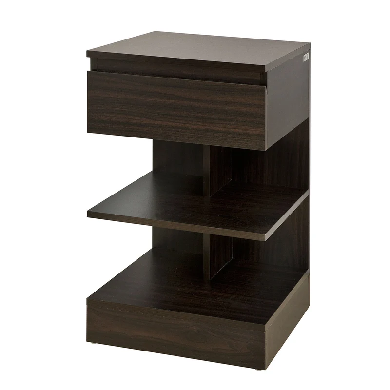 SoBuy FBT49-BR Table de chevet Table d’appoint Bout de Canapé avec 2 étagères de rangemen