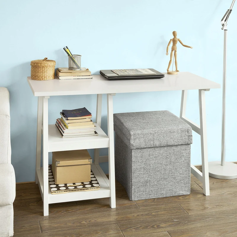 SoBuy FWT16-W Bureau Informatique Plan de Travail Table Secrétaire pour Ordinateur