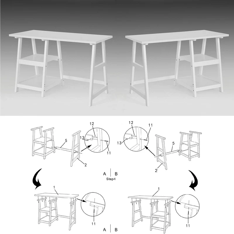 SoBuy FWT16-W Bureau Informatique Plan de Travail Table Secrétaire pour Ordinateur