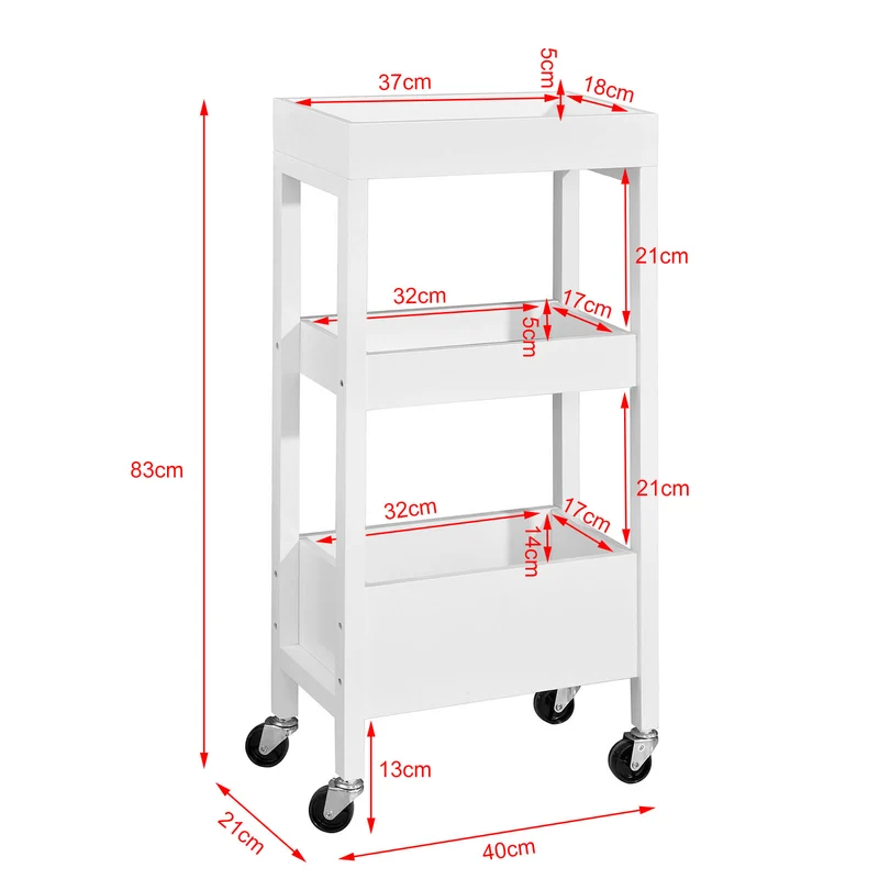 SoBuy FKW49-W Tour de rangement Desserte Chariot de stockage en bois