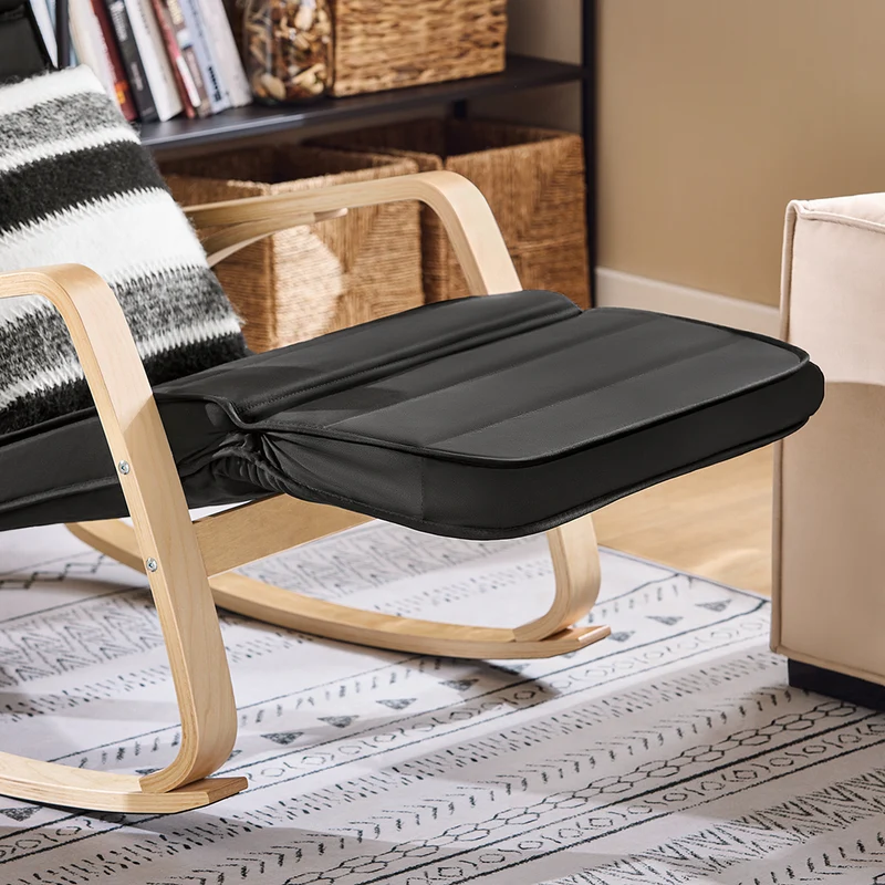 SoBuy FST16-SCH Rocking Chair, Fauteuil à bascule avec repose-pieds réglable design