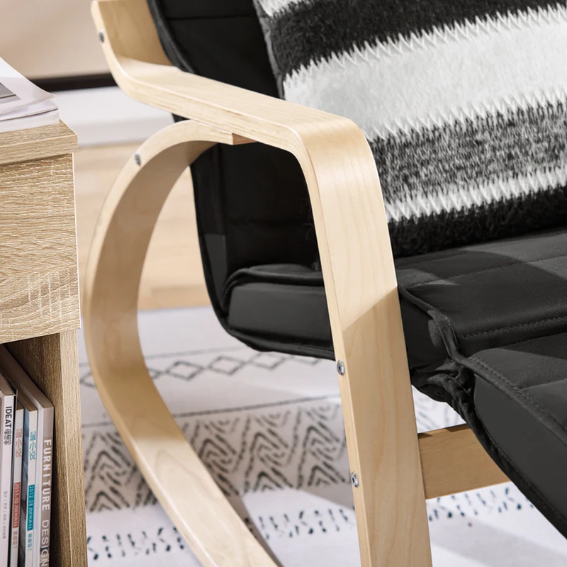 SoBuy FST16-SCH Rocking Chair, Fauteuil à bascule avec repose-pieds réglable design