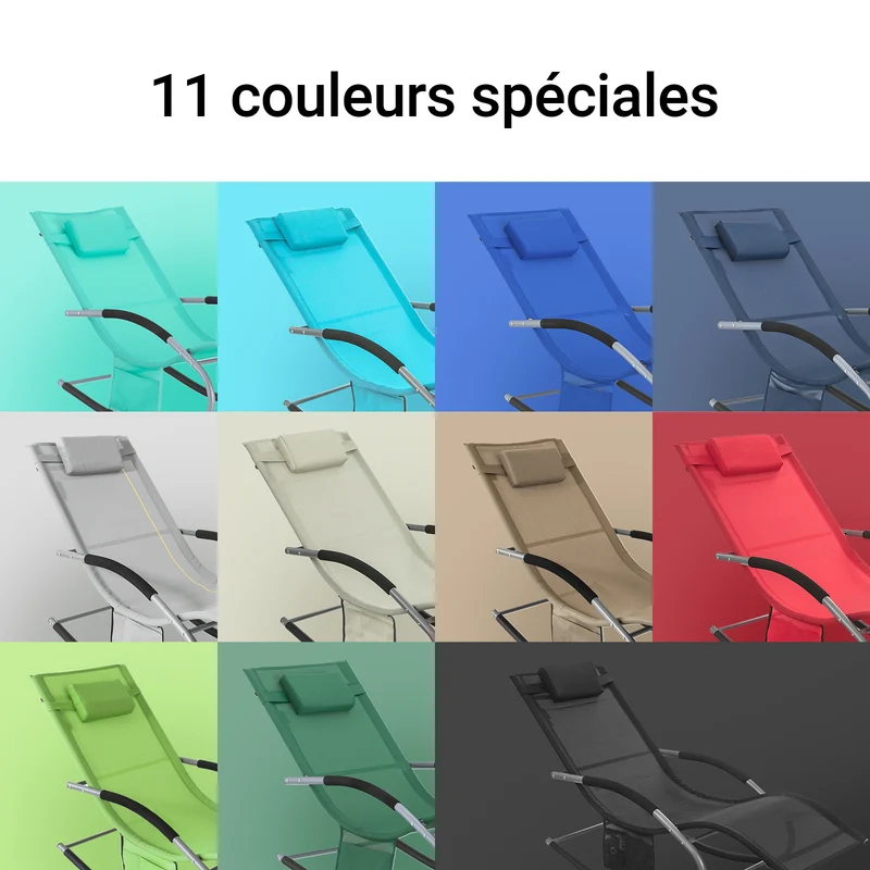 SoBuy OGS28-SCH Chaise Longue de Jardin à Bascule Pliable – Bain de Soleil Confortable 150 kg, Noir