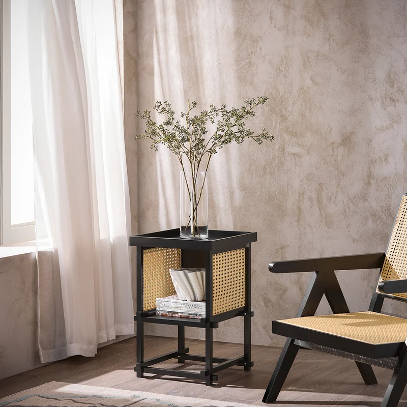 SoBuy HFBT03-SCH Table d'appoint Design, Table Basse Carrée, Bout de Canapé, Table de Chevet avec Compartiment Ouvert