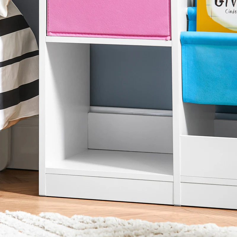 SoBuy KMB76-F Bibliothèque pour Enfants, Organisateur Jouets et Livres pour Enfants avec 2 Paniers, 5 Étagères et 1 Compartiment