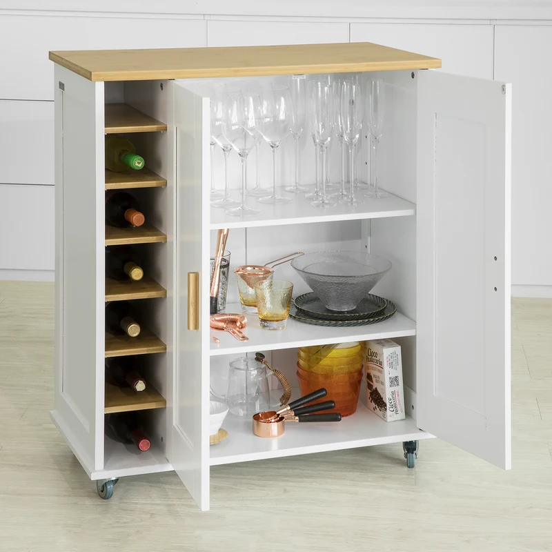 SoBuy FKW85-WN Desserte sur roulettes Chariot de Cuisine de Service à roulettes