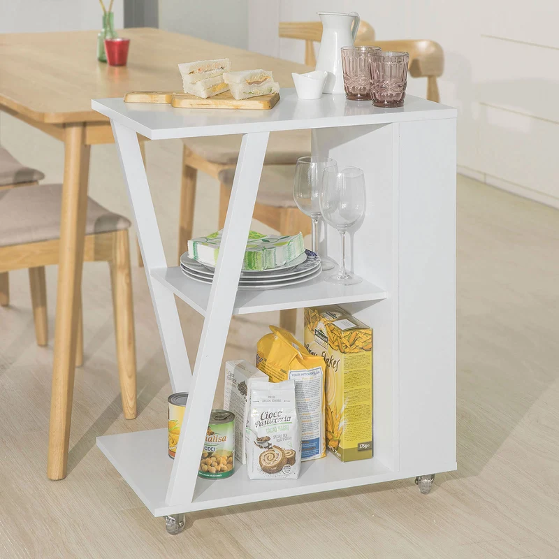 SoBuy FKW77-W Chariot de Service Desserte de Cuisine à roulettes Rangement