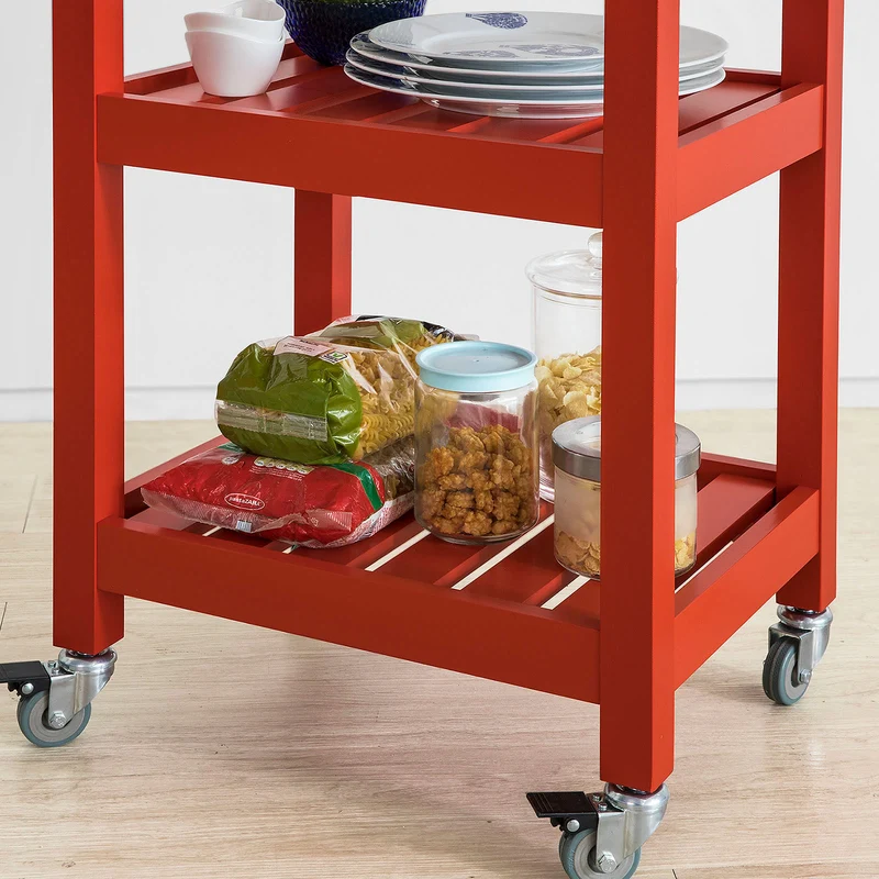 SoBuy FKW67-R Chariot de Service Desserte à roulettes Table Roulante Cuisine