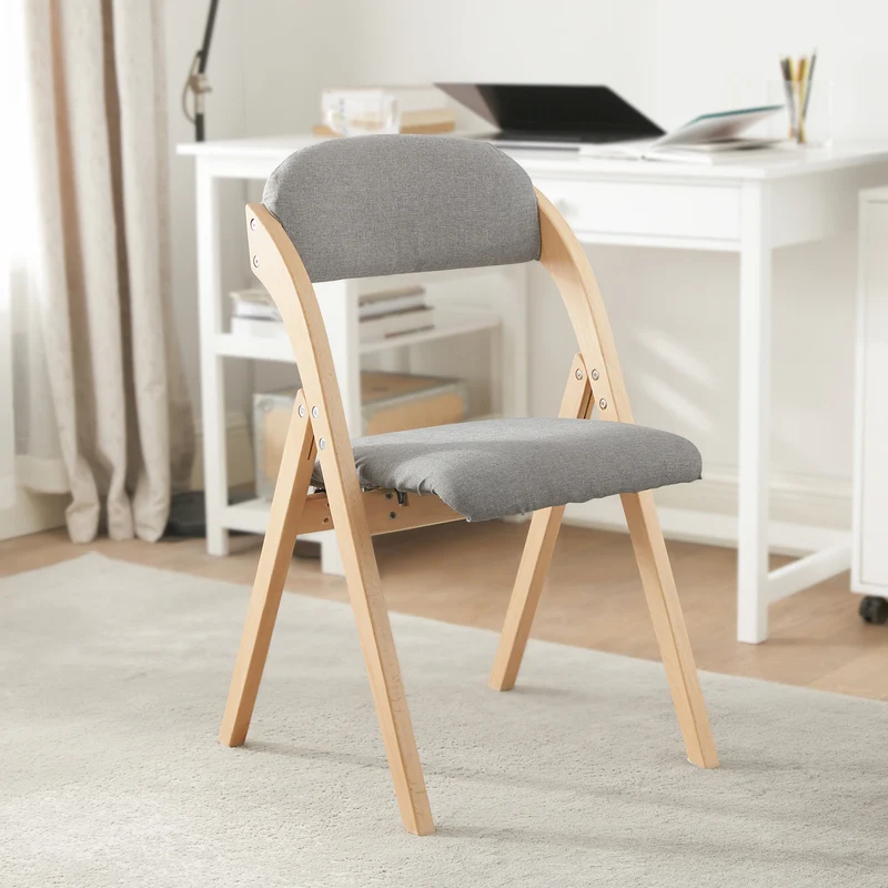 SoBuy FST92-N Chaise Pliante Rembourrée en Bois – Gain de Place – Gris