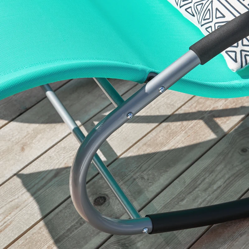SoBuy OGS28-TB Chaise Longue Transat de Jardin Bascule avec Appui-tête Réglable et Pochette latérale