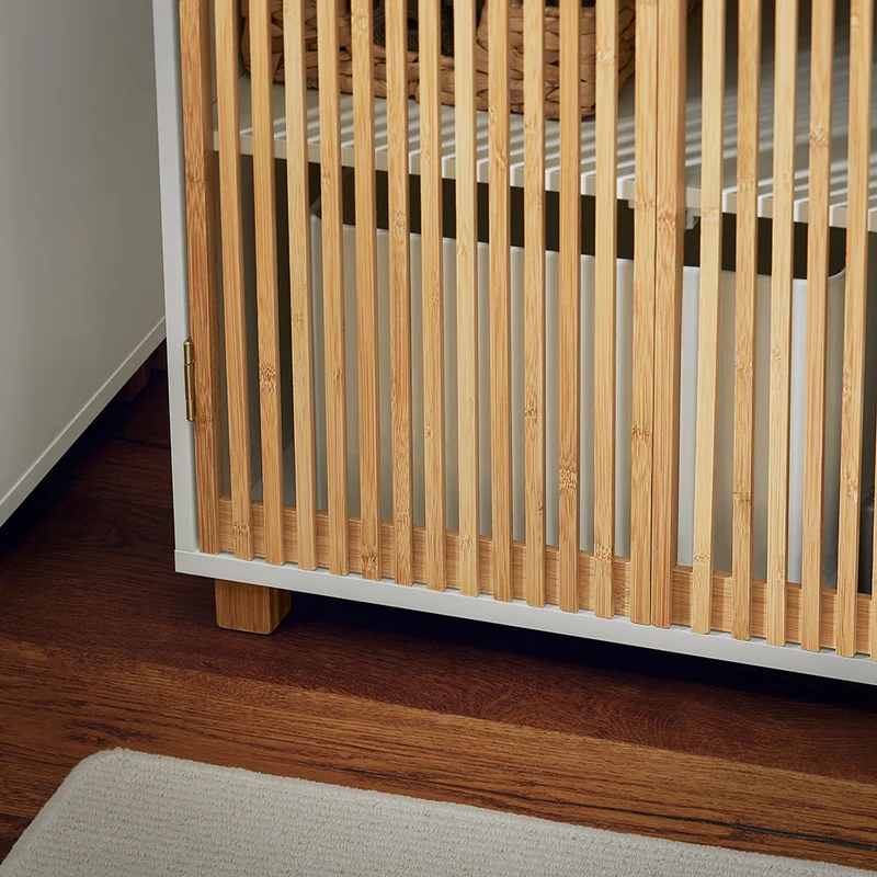 SoBuy BZR125-W Meuble sous Lavabo de Salle de Bain, Meuble sous Vasque à 2 Portes en Bambou, Placard Armoire de Rangement Meuble évier de Cuisine, L60 x P30 x H61 cm