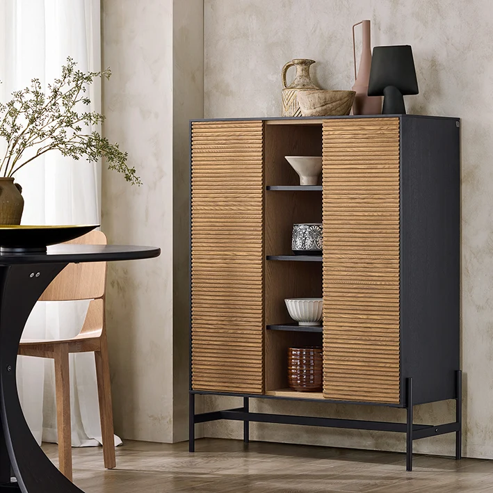 SoBuy HFSB04-SCH Buffet Commode Armoire de Rangement 92 x 40 x 119 cm, Noir Naturel