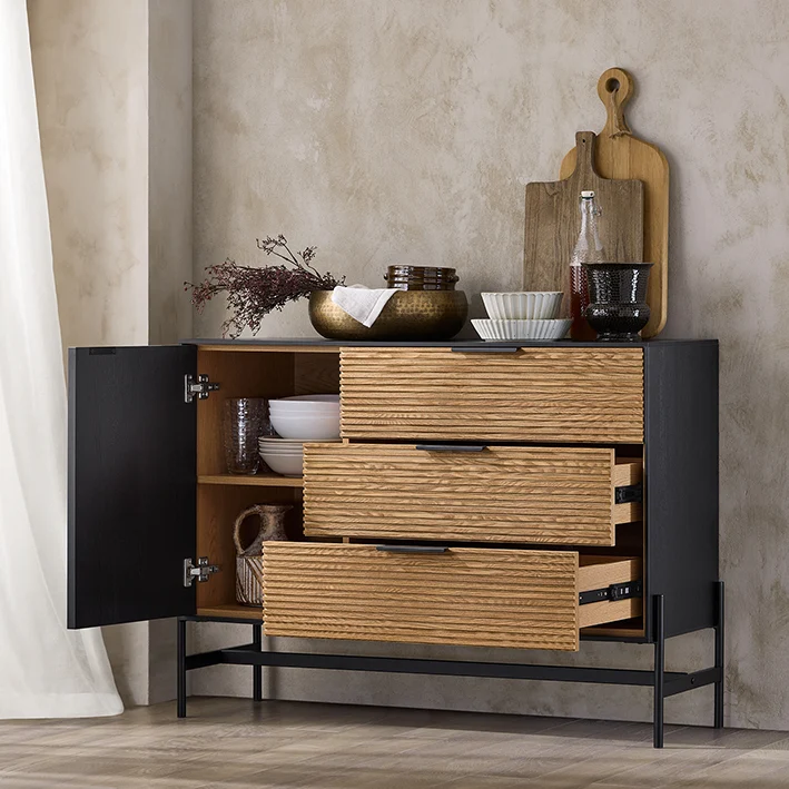 SoBuy HFSB02-SCH Buffet Bas, Commode Armoire de Rangement, Buffet Bahut, 114x40x83cm