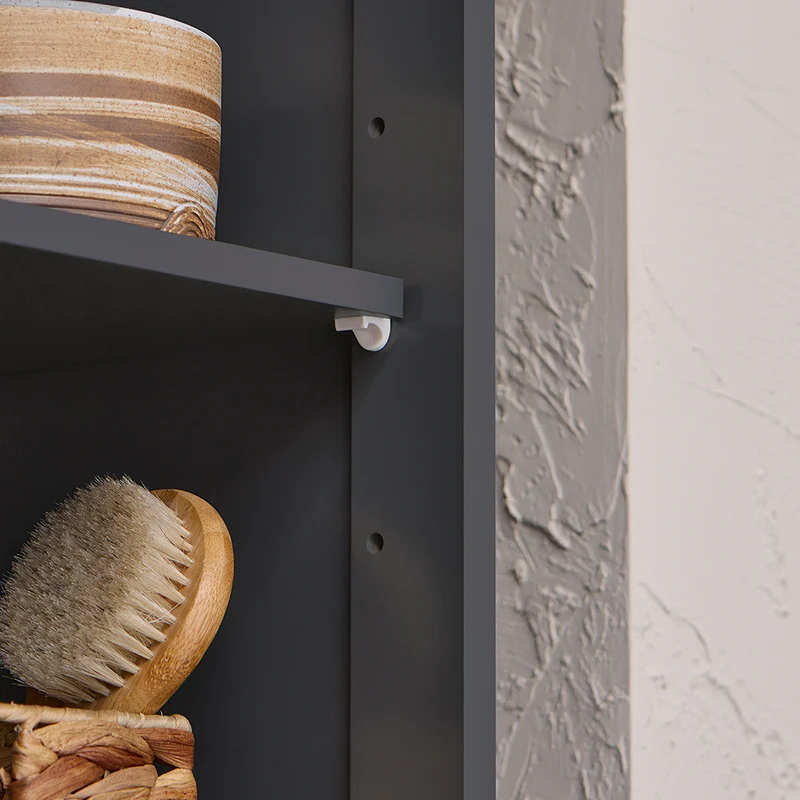 SoBuy BZR124-DG Meuble Colonne avec Panier à Linge – Armoire de Salle de Bain Rangement Étroit Étagère de Salle de Bain Petit Meuble WC Placard Gris 40x170x38 cm