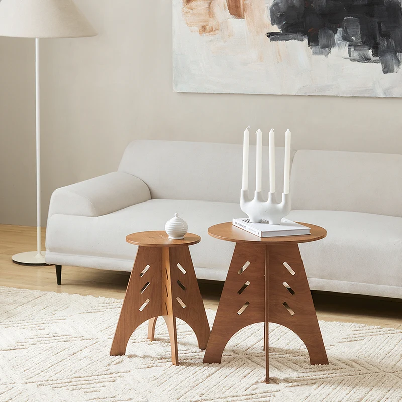 SoBuy HFBT01-BR Table d'appoint Ronde en Bois Table Basse Ronde Table de Nuit Table de Chevet Bouts de Canapé en Tenons et Mortaises