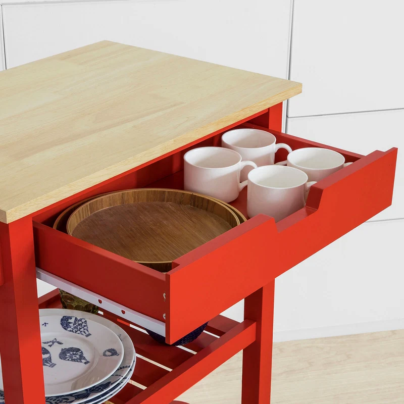 SoBuy FKW66-R Chariot de Service Desserte à roulettes Table Roulante Cuisine