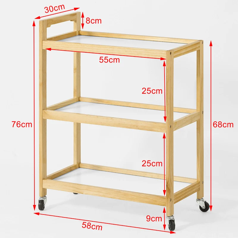 SoBuy FKW34-WN Chariot de service 3 tablettes Desserte de cuisine sur roulettes