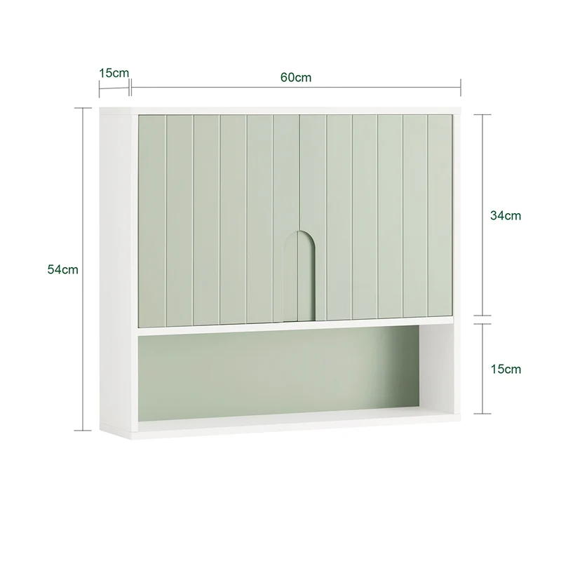 SoBuy BZR140-GR Armoire Murale Salle de Bain Vert et Blanc 60 cm avec 2 Portes, Étagères Réglables et Compartiment Ouvert – MDF E1