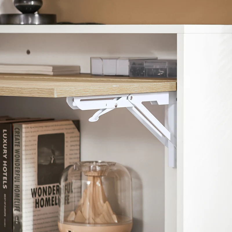SoBuy FWT104-WN Bureau Rabattable Compact avec Rangement Intégré et Gestion des Câbles – L70×P57×H85 cm, Charge max. 81 kg, MDF, Blanc et Naturel