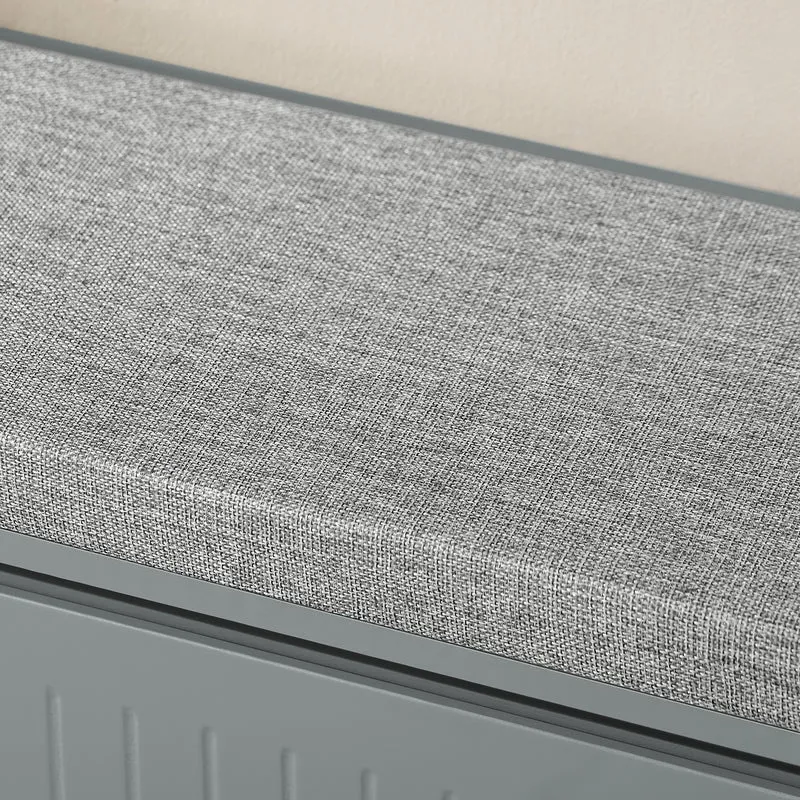 SoBuy FSR98-L-HG Banc à Chaussures avec Coussin Rembourré et 1 Abattant pour Entrée Couloir – 80x26x45 cm, Gris