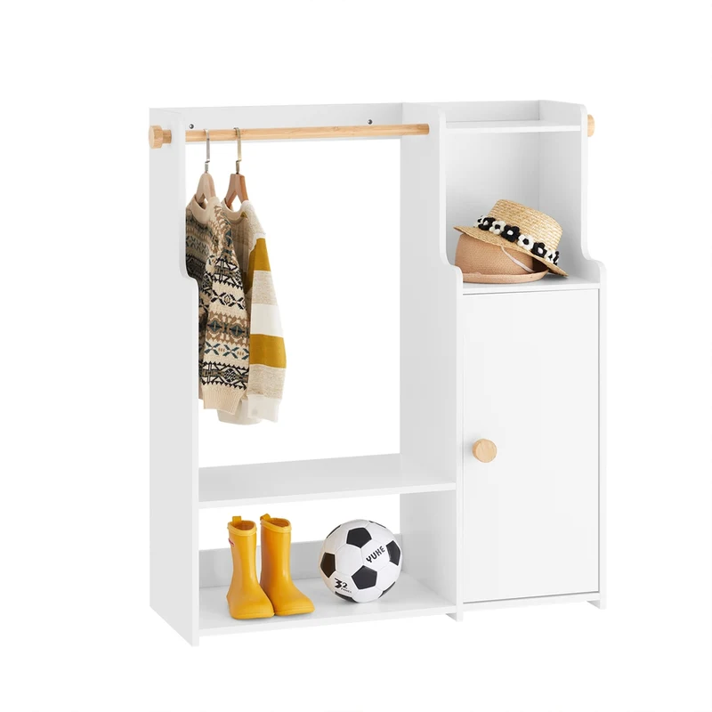 SoBuy KMB110-W Portant à Vêtements Enfant, Penderie pour Enfants, Garde-Robe Enfants, Étagère à Vêtement
