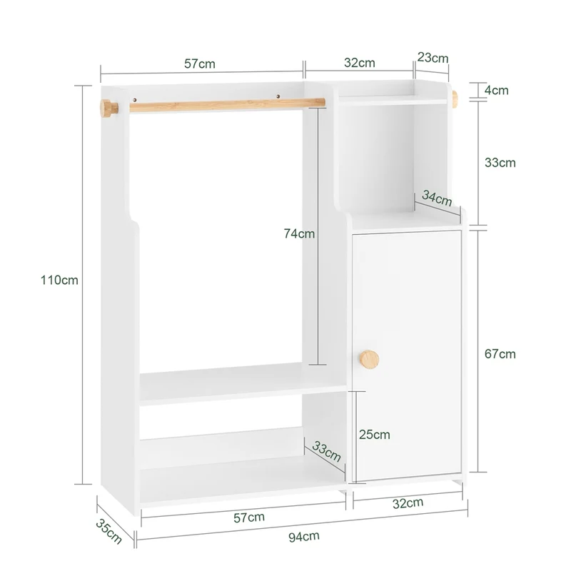 SoBuy KMB110-W Portant à Vêtements Enfant, Penderie pour Enfants, Garde-Robe Enfants, Étagère à Vêtement