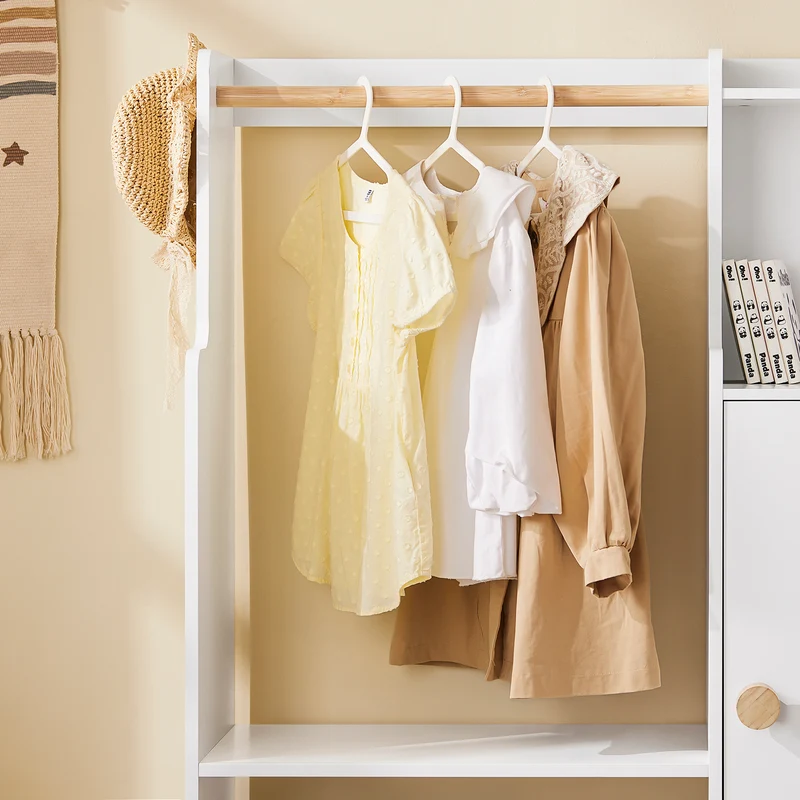 SoBuy KMB110-W Portant à Vêtements Enfant, Penderie pour Enfants, Garde-Robe Enfants, Étagère à Vêtement