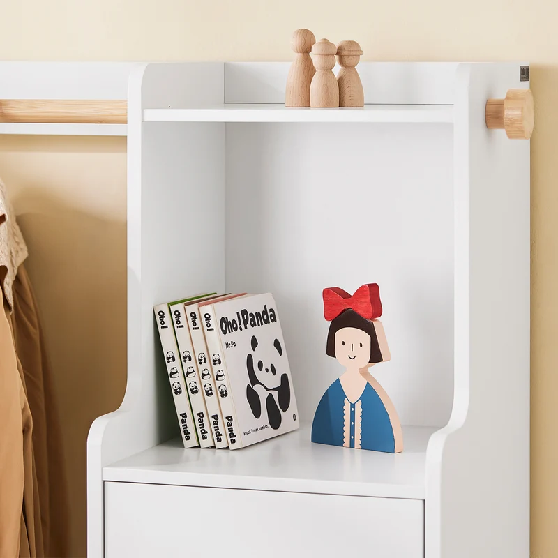 SoBuy KMB110-W Portant à Vêtements Enfant, Penderie pour Enfants, Garde-Robe Enfants, Étagère à Vêtement
