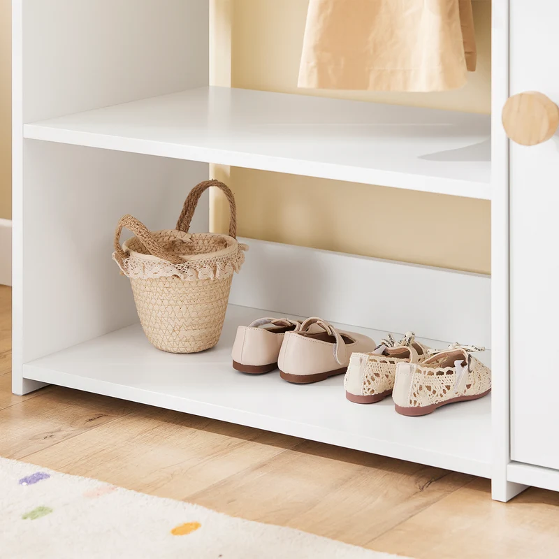 SoBuy KMB110-W Portant à Vêtements Enfant, Penderie pour Enfants, Garde-Robe Enfants, Étagère à Vêtement