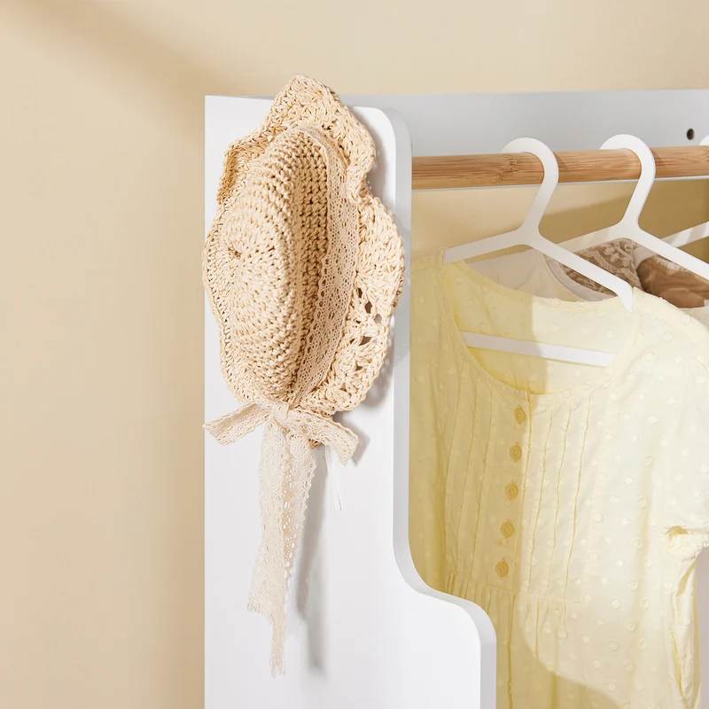 SoBuy KMB110-W Portant à Vêtements Enfant, Penderie pour Enfants, Garde-Robe Enfants, Étagère à Vêtement
