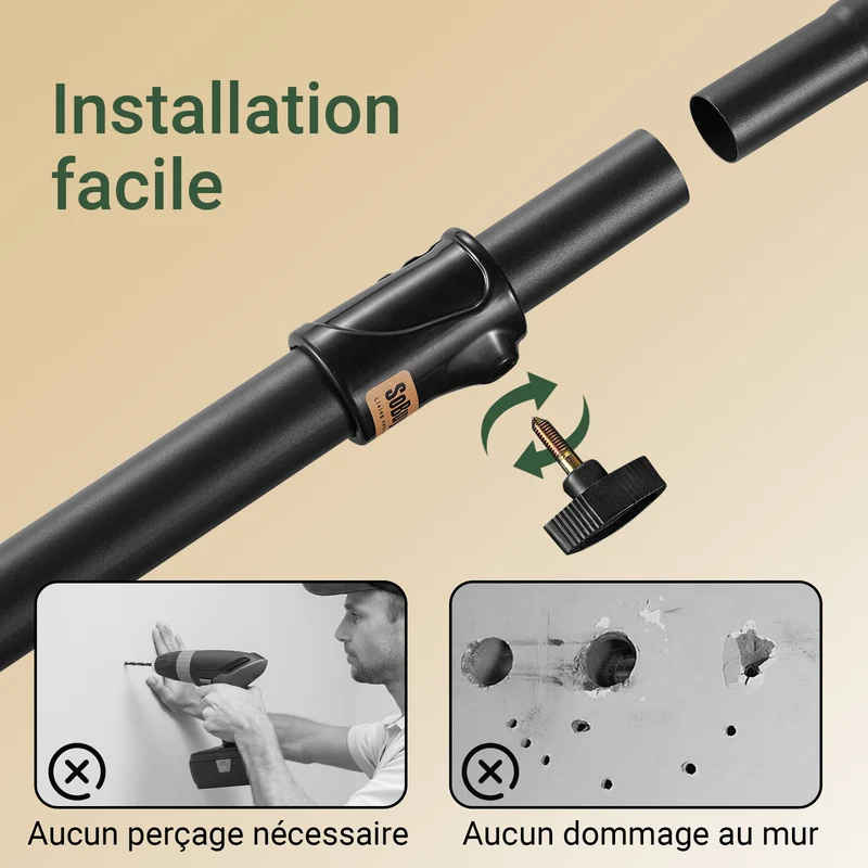 SoBuy FRG34-II-SCH Dressing télescopique sans perçage 124–226 cm avec tringles et étagères – Penderie ouverte noire