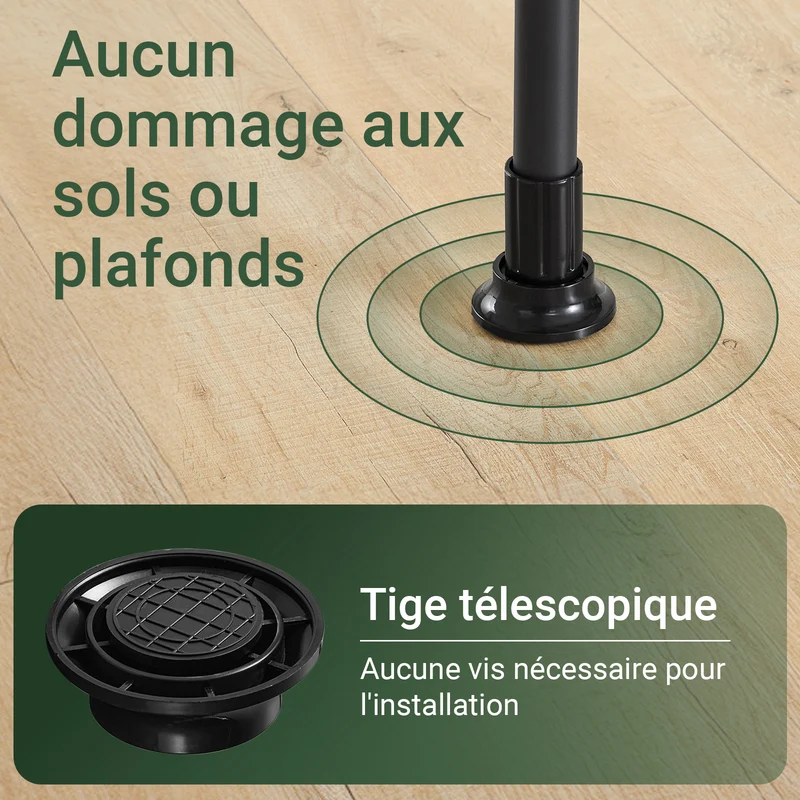 SoBuy FRG34-II-SCH Dressing télescopique sans perçage 124–226 cm avec tringles et étagères – Penderie ouverte noire