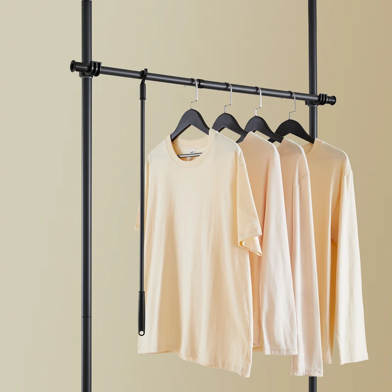 SoBuy FRG34-II-SCH Dressing télescopique sans perçage 124–226 cm avec tringles et étagères – Penderie ouverte noire