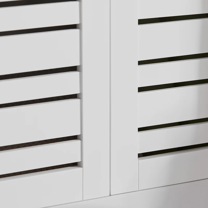 SoBuy BZR43-W Colonne Salle de Bain avec Porte à Lames, Gain de Place, pour Salle de Bain et WC, Rangement Optimisé, Compact – L40×P30×H160 cm, Bois, Blanc