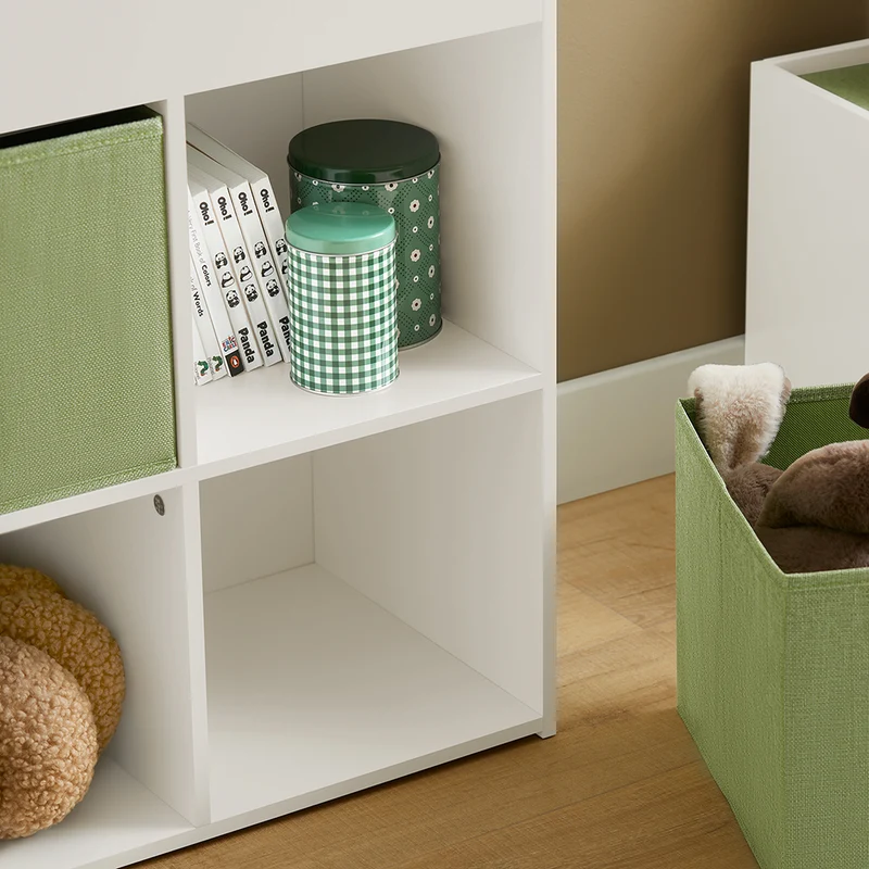 SoBuy KMB79-W Bibliothèque Enfant avec 3 Étagères, 4 Compartiments et 2 Coffres Amovibles – L60×P34×H80 cm, Charge 55 kg, MDF E1, Blanc