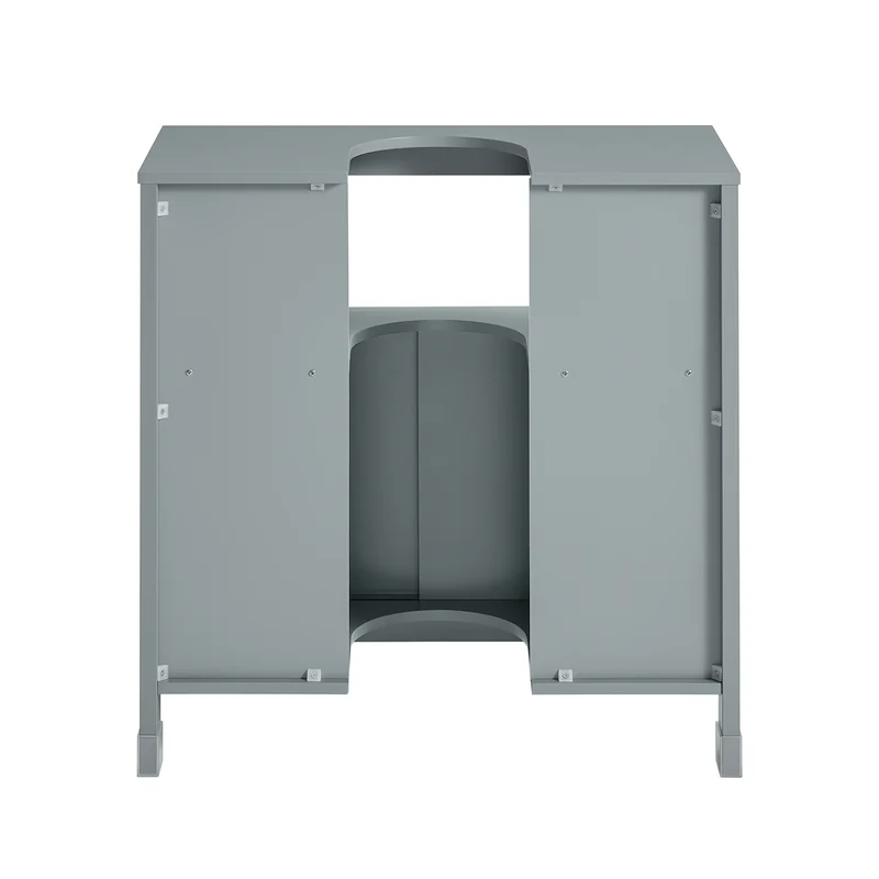 SoBuy FRG128-II-SG Meuble sous Lavabo avec Portes Coulissantes, Format Compact, Résistant à l’Humidité, pour Salle de Bain et WC – L60×P30×H60 cm, Bois, Gris