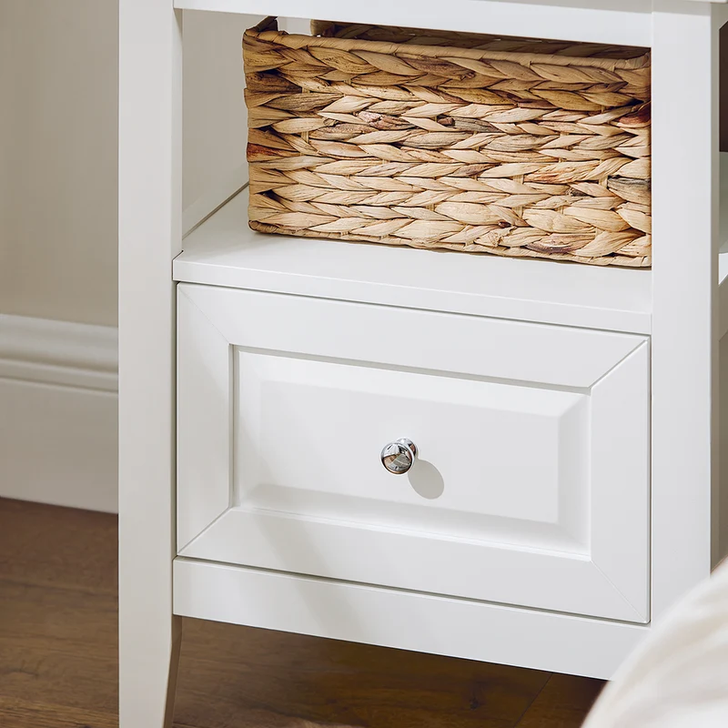 SoBuy FBT131-W Table de Chevet, Table d'Appoint, Bout de Canapé avec 1 Tiroir, Table de Nuit Convient pour Tout Lit et Toute Chambre, Blanc, 45 x 35 x 60 cm