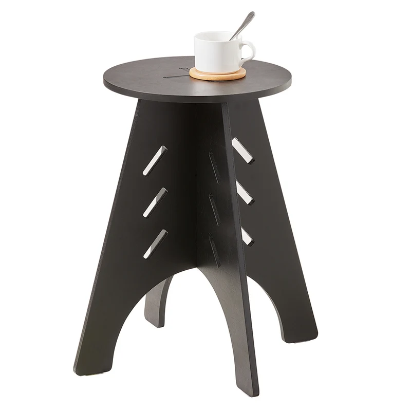 SoBuy HFBT01-K-SCH Table d'appoint Ronde en Bois Table Basse Ronde Table de Nuit Table de Chevet Bouts de Canapé Marron en Tenons et Mortaises, Noir