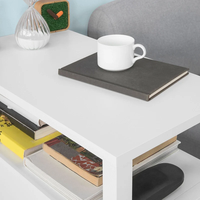 SoBuy FBT73-W Table d'Appoint Bout de Canapé Table Café Table Basse – 1 Tiroir