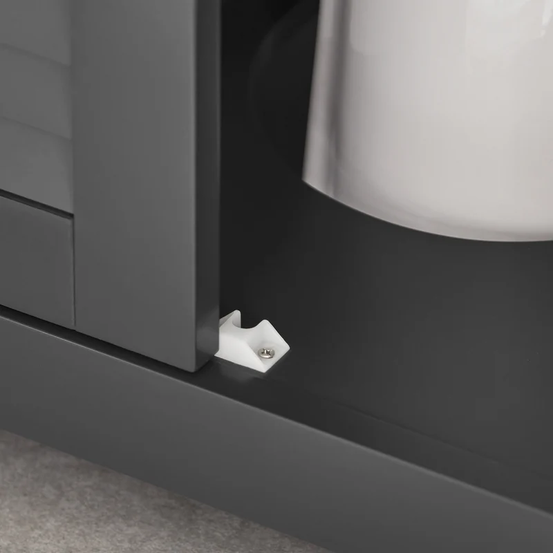 SoBuy FRG237-II-DG Meuble sous Lavabo avec Étagères Ajustables, Résistant à l’Humidité, pour Salle de Bain et WC, Rangement Optimisé – L60×P35×H58 cm, MDF, Gris