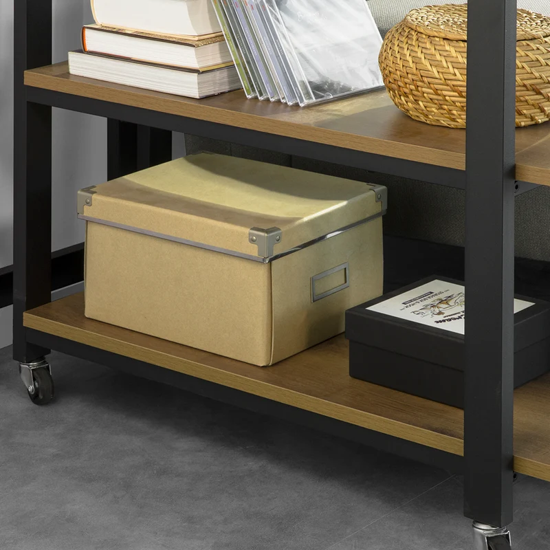 SoBuy FWT83-PF Table d'appoint Rotative à Roulettes – L133 × P30 × H69 cm, 2 Étagères