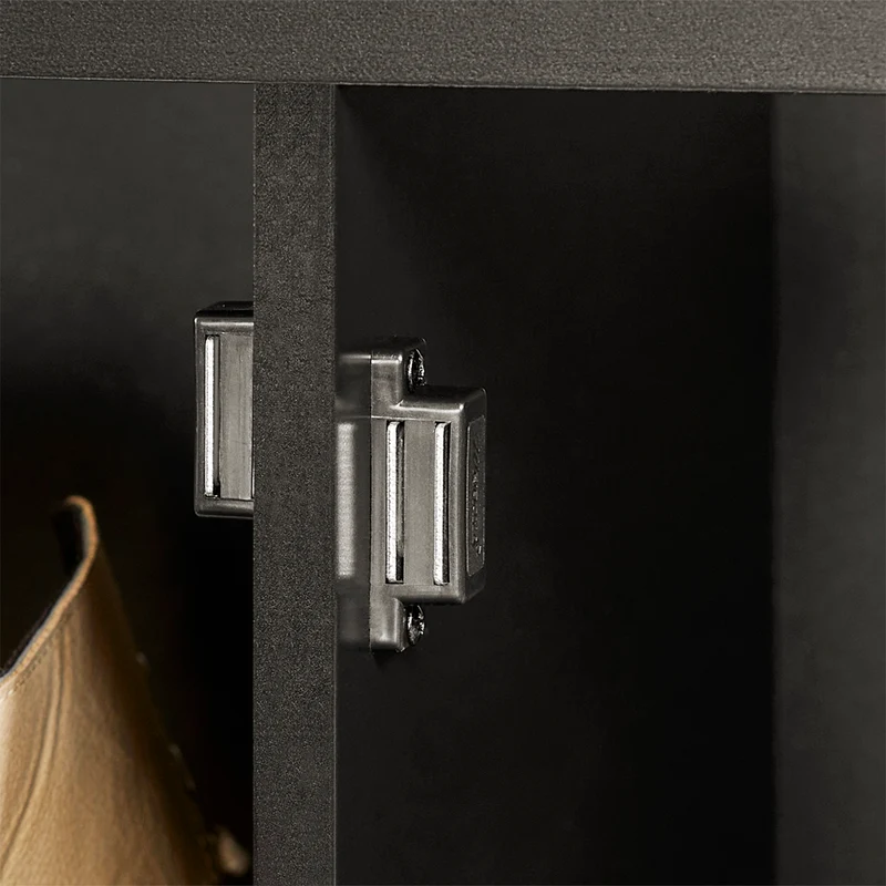 SoBuy FSR63-II-SCH Banc à Chaussures avec Coussin Rembourré et 2 Portes – L91×P30×H50 cm, Charge 150 kg, MDF E1, Noir