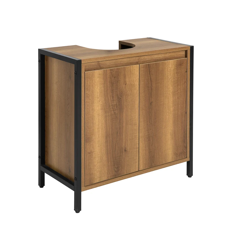 SoBuy BZR63-PF Meuble sous Lavabo Salle de Bain Meuble Salle de Bain avec 2 Portes et Étagère, Petit Meuble Rangement sous Vasque avec Pieds Réglables 60x60x30 cm