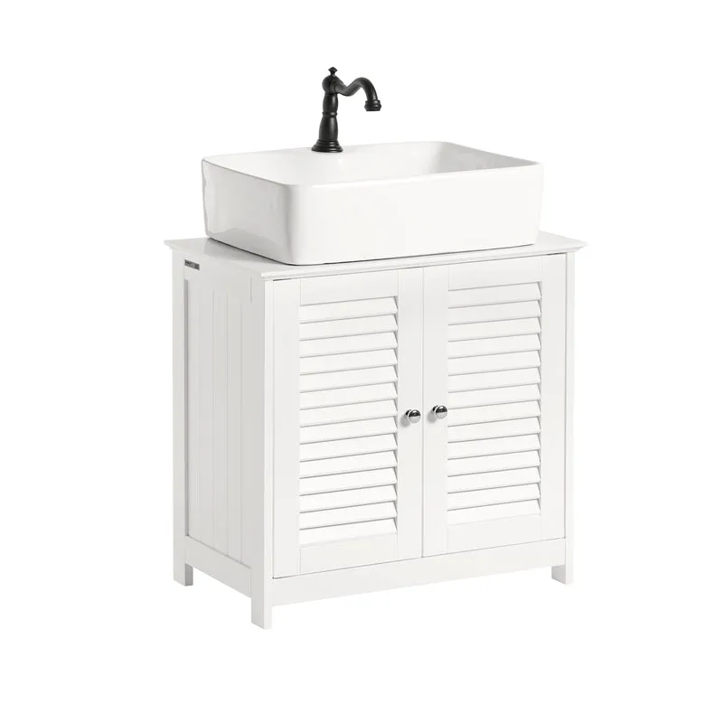 SoBuy FRG237-W Meuble Sous-Lavabo Meuble de Salle de Bain Vasque, 2 portes et 2 étages
