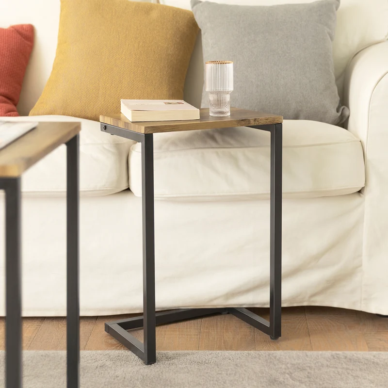 SoBuy FBT102-F Set de 3 Tables Gigognes, Tables Basses Modernes pour Salon, Design Gain de Place, Nature & Noir