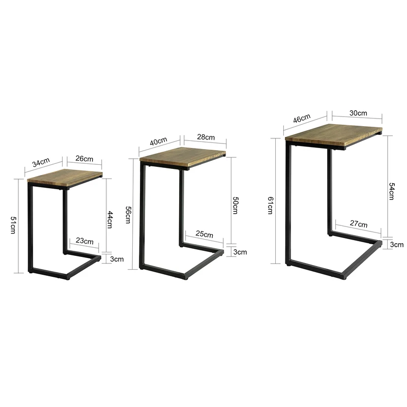 SoBuy FBT102-F Set de 3 Tables Gigognes, Tables Basses Modernes pour Salon, Design Gain de Place, Nature & Noir