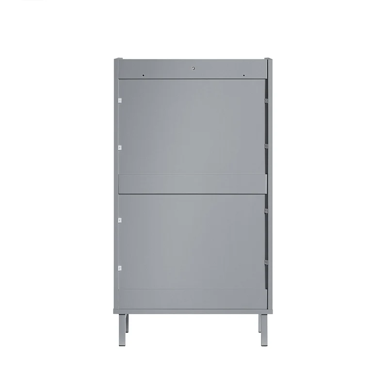 SoBuy FSR151-HG Armoire à Chaussures 2 Abattants Ultra-Slim 19cm, Rangement Compact pour Entrée Couloir – 50x19x91 cm, Gris