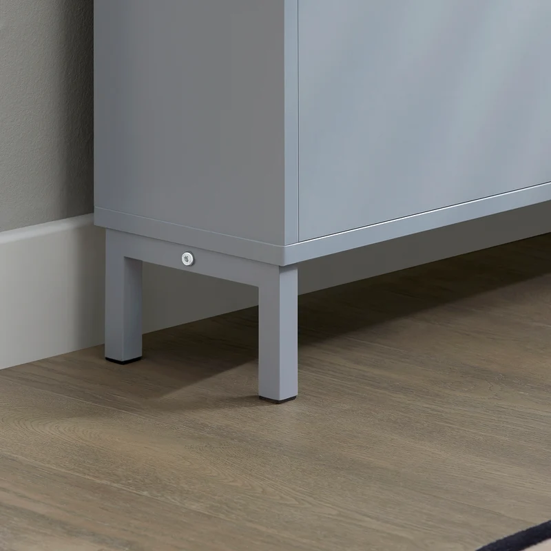 SoBuy FSR100-HG Armoire à Chaussures Ultra-Slim 19 cm – 4 Abattants, 8–12 Paires, Anti-Basculement, Gris, 100×19×91 cm